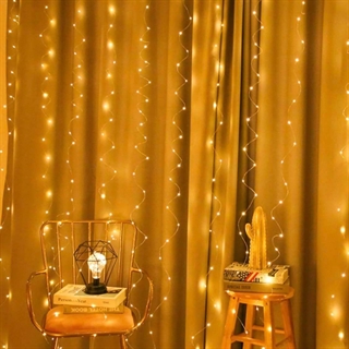 LED gardin med fjernbetjening - Bredde 3 m Højde 1 m 